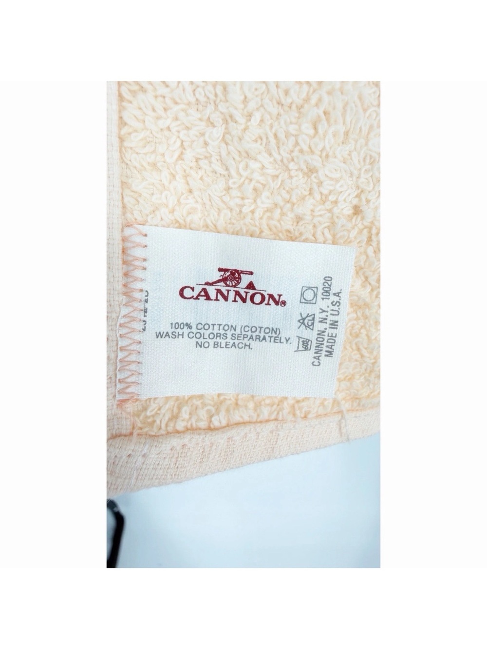 Vintage Bath Towel Cannon Girl Floral Embroidered With Lace Bow Made USA Peach - Picture 4 of 6